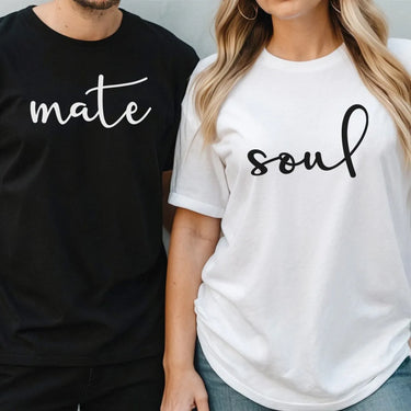 His & Hers Matching T-Shirts - Romantic Couple's Apparel - Snug Fit - DENMARY